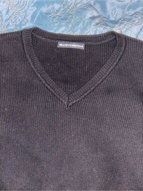 Brandy Melville Black Ribbed Cropped Sweater